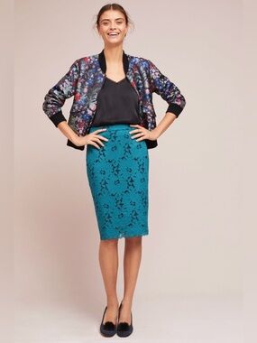 NWT Anthropologie Maeve Anisa Lace Pencil Skirt Petite